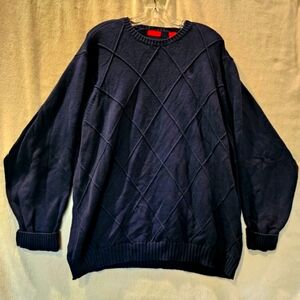 Vintage Men's Izod XXL Blue Sweater 100% Cotton